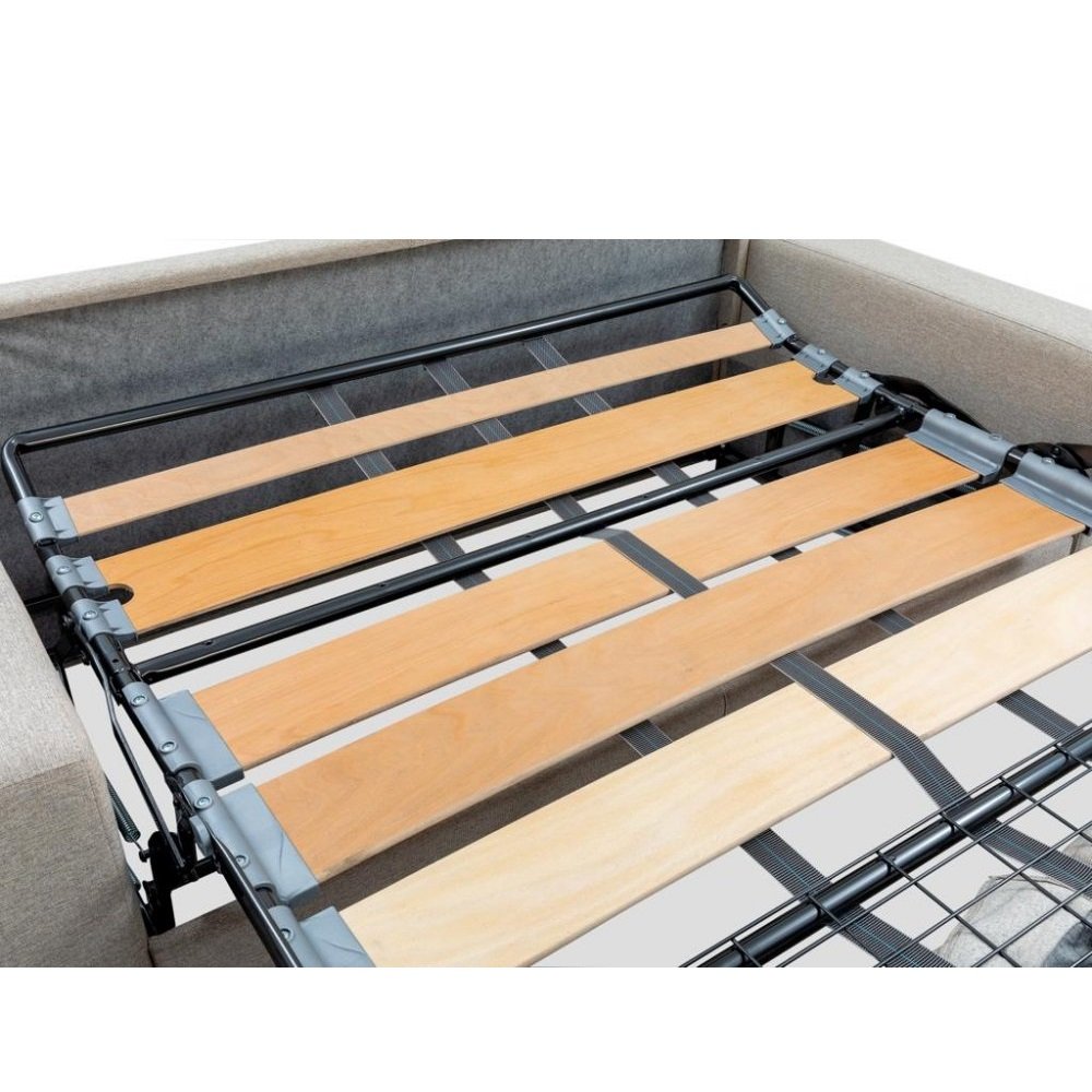 Canapé convertible EXPRESS COMODO sommier lattes 140 cm matelas 20 cm tissu bouclettes loop beige