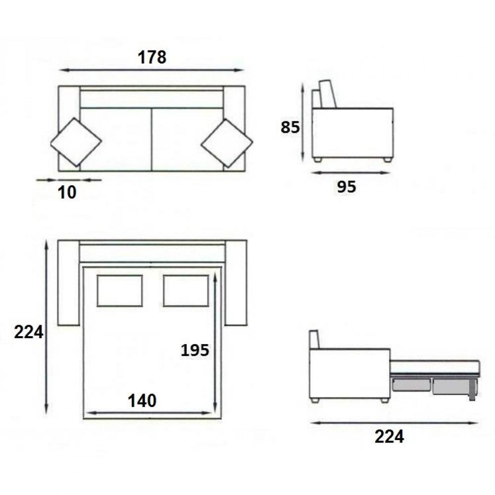 Canapé convertible express DAY 140 cm métal mono assise matelas 14 cm polyuréthane rouge