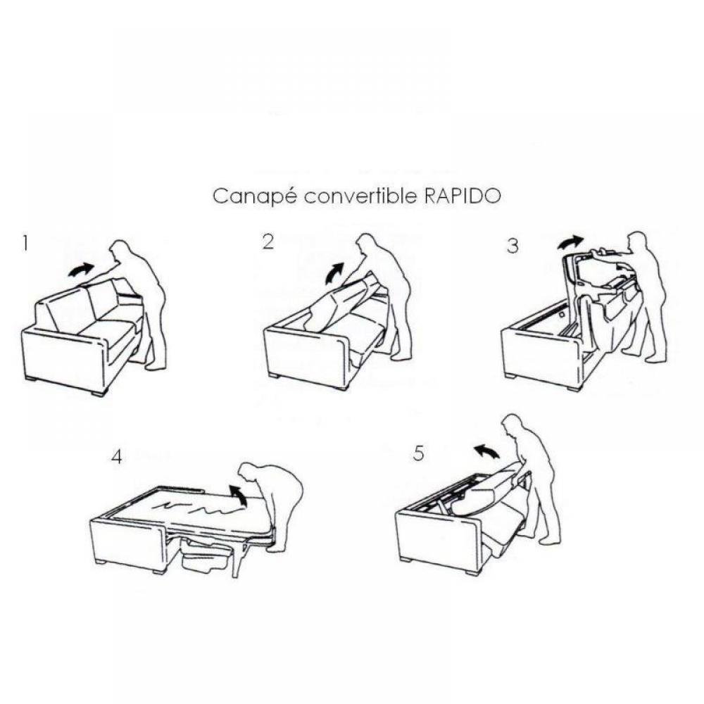 Canapé lit DELICE convertible EXPRESS 120 cm sommier métal matelas mémory 22 cm cuir vachette regent bordeaux