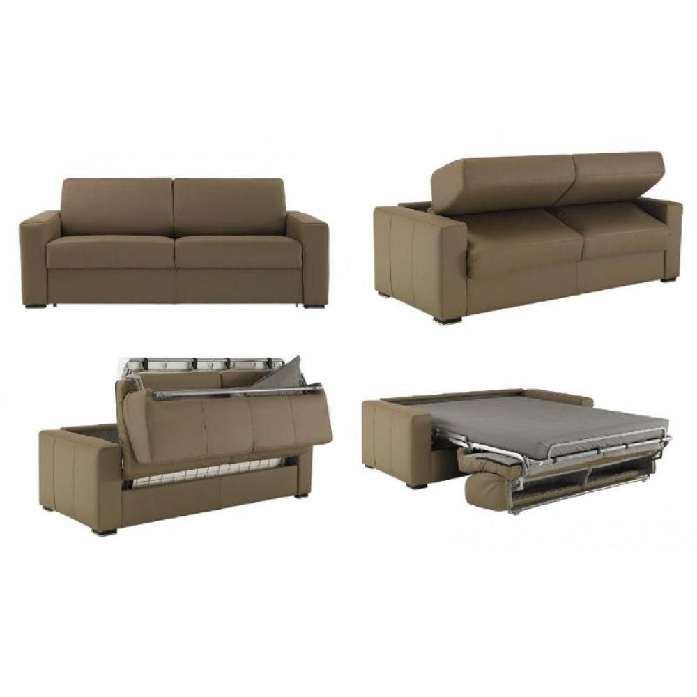 Canapé convertible EXPRESS 120cm DREAMER polyuréthane taupe,. matelas 16 cm