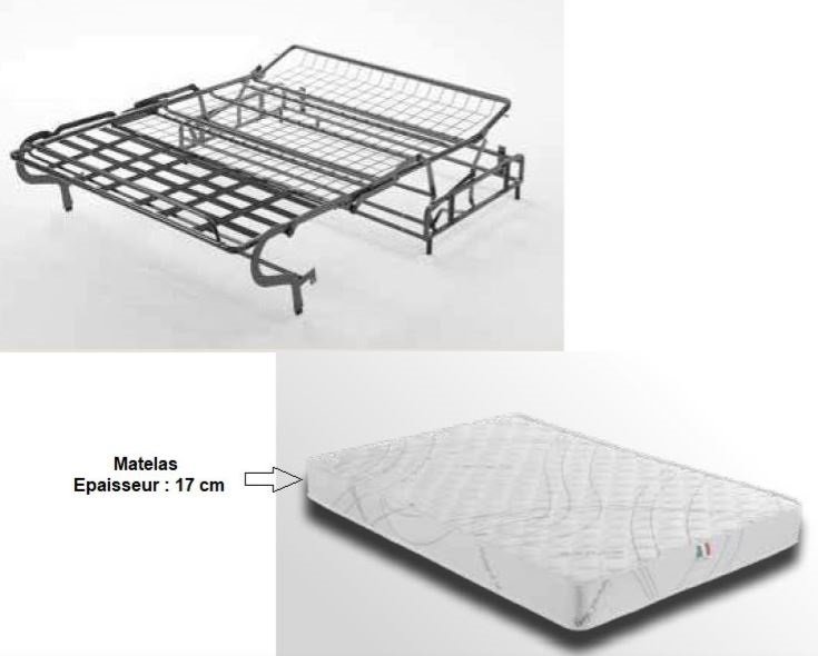 Canapé convertible express  FLORENCE couchage 140cm matelas Stella 17cm 