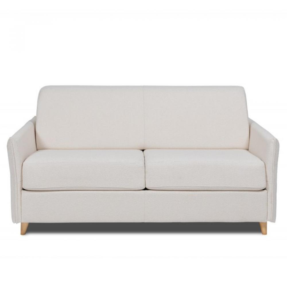 Canapé FRIENDLY convertible express matelas 18 cm sommier métal 160 cm pieds bois