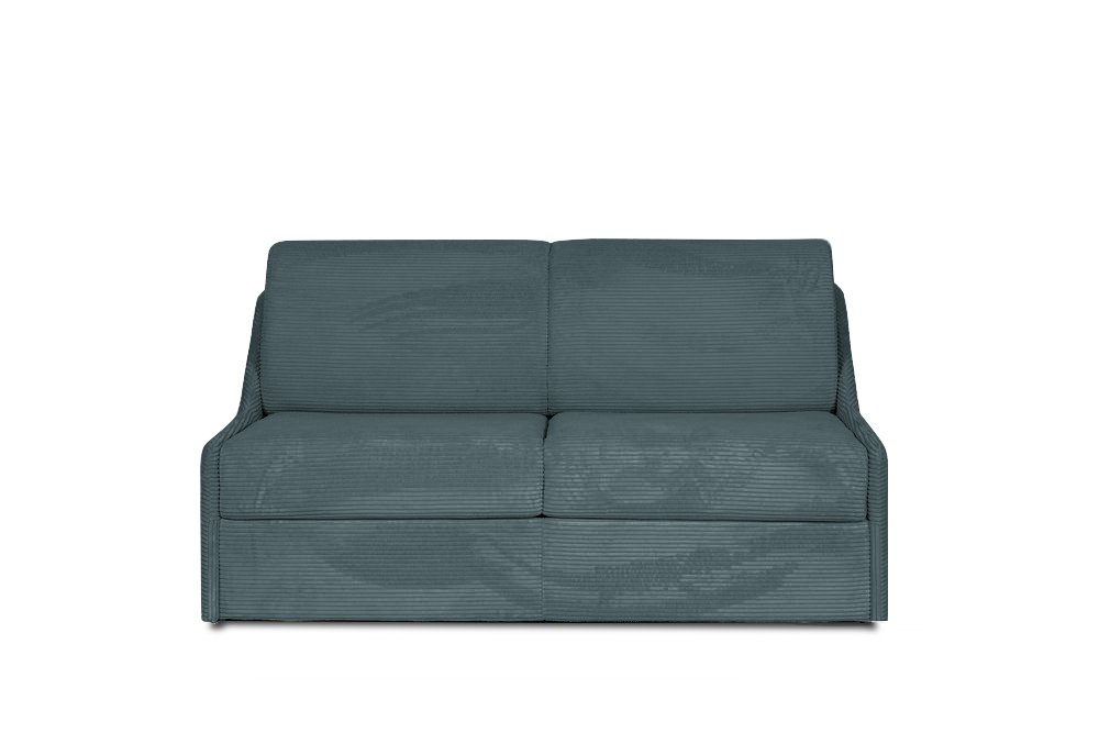 Canapé convertible GAIN DE PLACE EXPRESS 120cm sommier métal matelas 14cm velours côtelé zoom azur