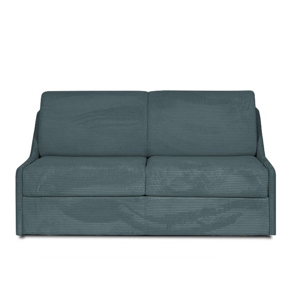 Canapé convertible GAIN DE PLACE EXPRESS 120cm sommier métal matelas 14cm velours côtelé zoom azur