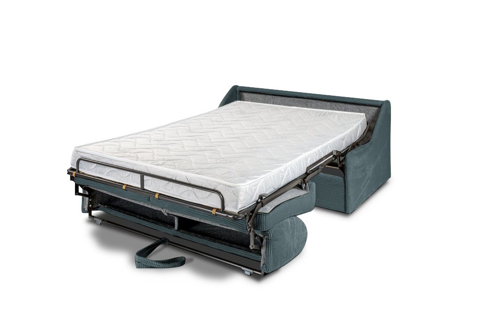 Canapé convertible GAIN DE PLACE EXPRESS 120cm sommier métal matelas 14cm velours côtelé zoom azur