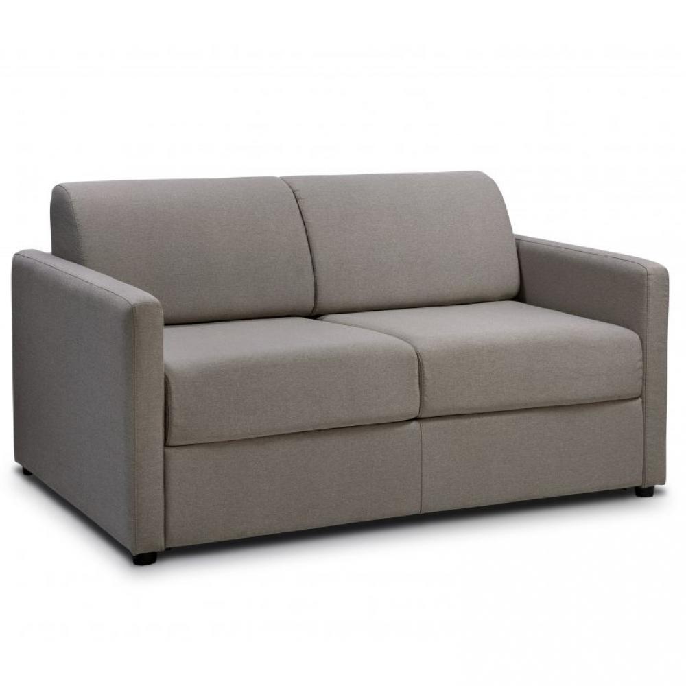 Canapé CanapExpress GRANDIOSE matelas mémory 22 cm sommier métal 140 cm tissu tweed gris