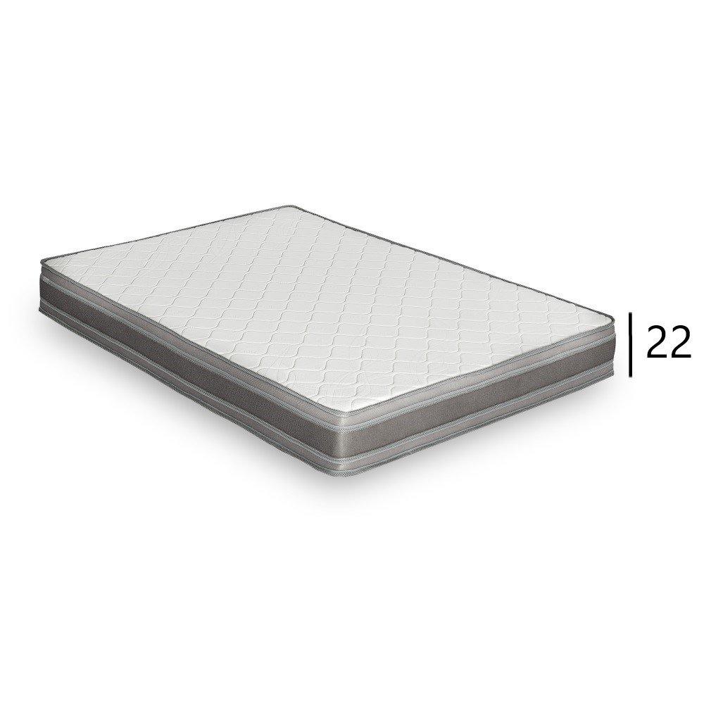 Canapé CanapExpress GRANDIOSE matelas mémory 22 cm sommier métal 140 cm tissu tweed gris