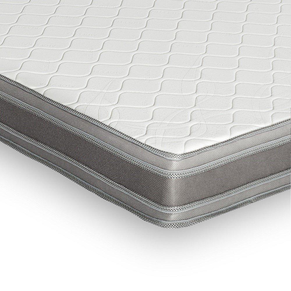 Canapé CanapExpress GRANDIOSE matelas mémory 22 cm sommier métal 140 cm tissu tweed gris