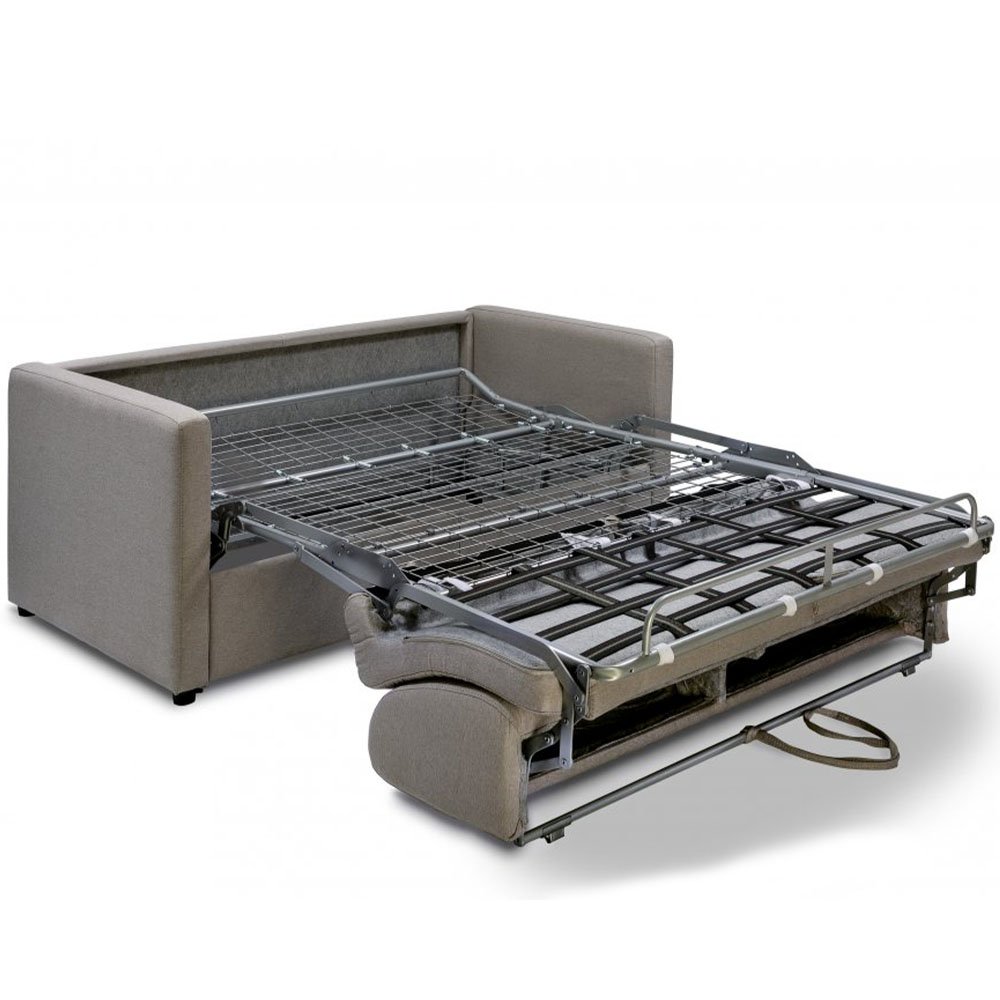 Canapé CanapExpress GRANDIOSE matelas mémory 22 cm sommier métal 140 cm tissu tweed gris