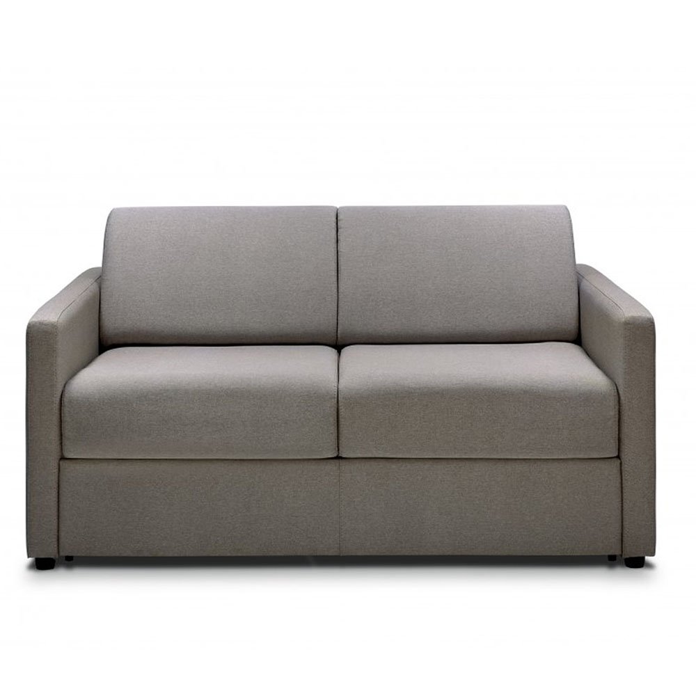 Canapé CanapExpress GRANDIOSE matelas mémory 22 cm sommier métal 140 cm tissu tweed gris
