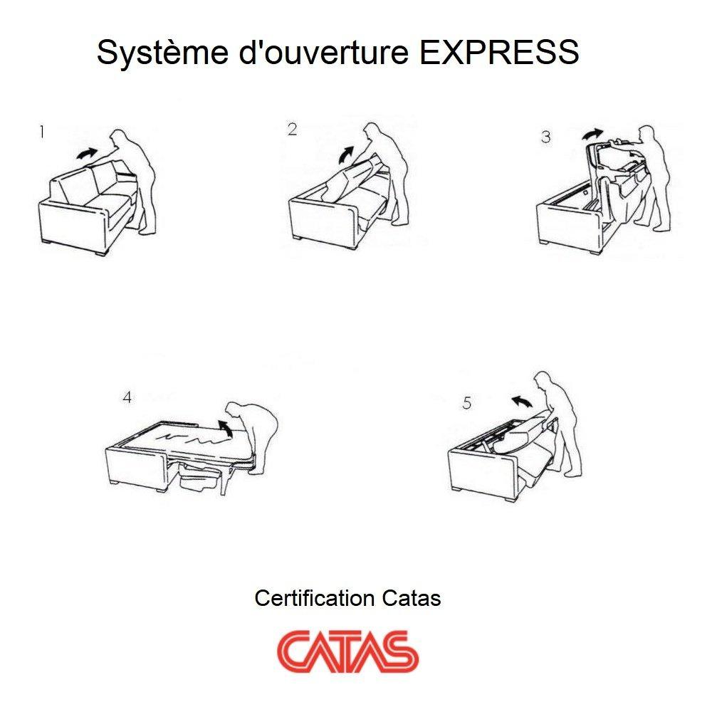 Canapé convertible express PRINCE matelas 160cm sommier lattes tête de lit intégrée matelas 16 cm