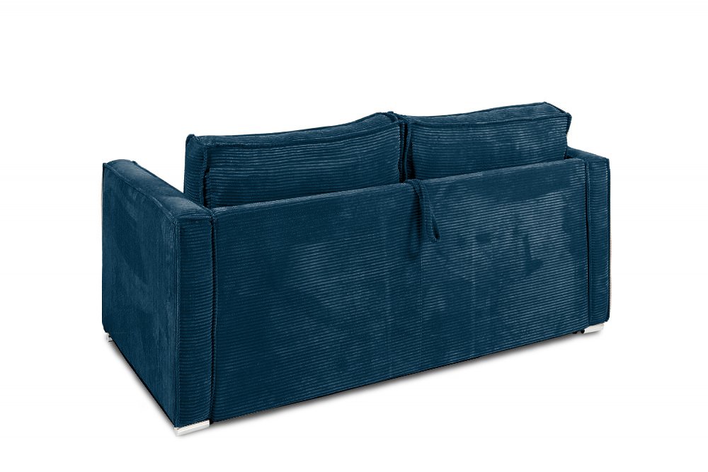 Canapé convertible express 120 MANDELIEU matelas 18cm sommier lattes velours côtelé bleu