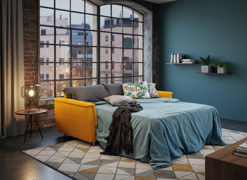 Canapé convertible express 140 PATRICIA déhoussable dossier moelleux matelas 16 cm 