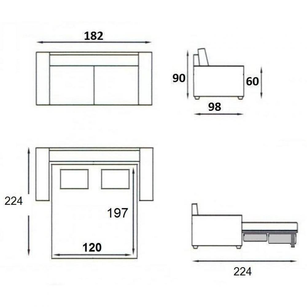 Canapé convertible EXPRESS  SQUADRA 120 cm sommier lattes RENATONISI