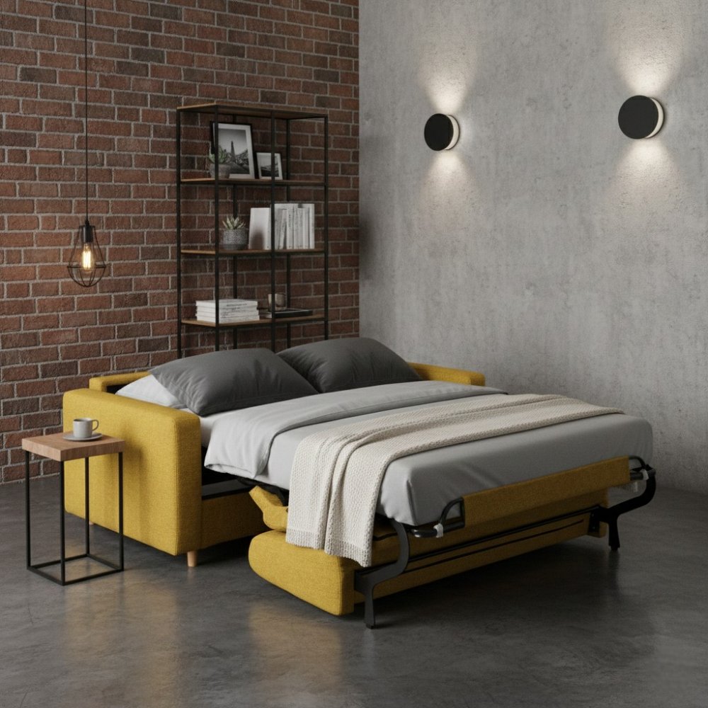 Canapé convertible express 140 VENERE déhoussable avec range oreiller matelas 16 cm 