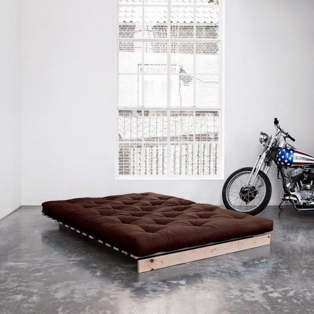 Canapé convertible futon ROOTS pin naturel coloris marron couchage 160x200 cm