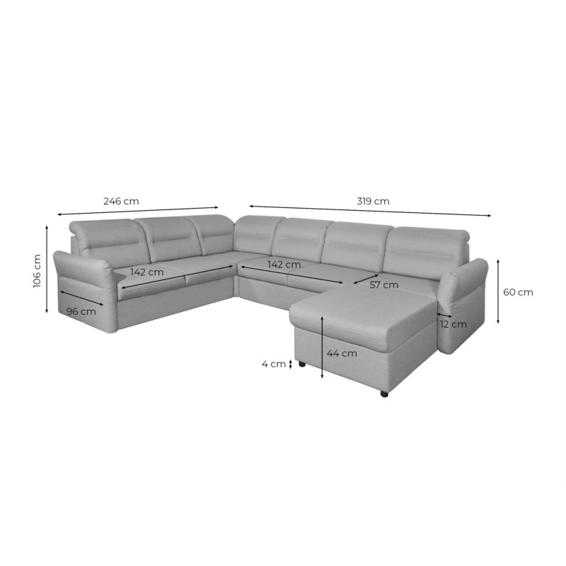 Canapé panoramique modulable convertible avec coffre GARDEN beige