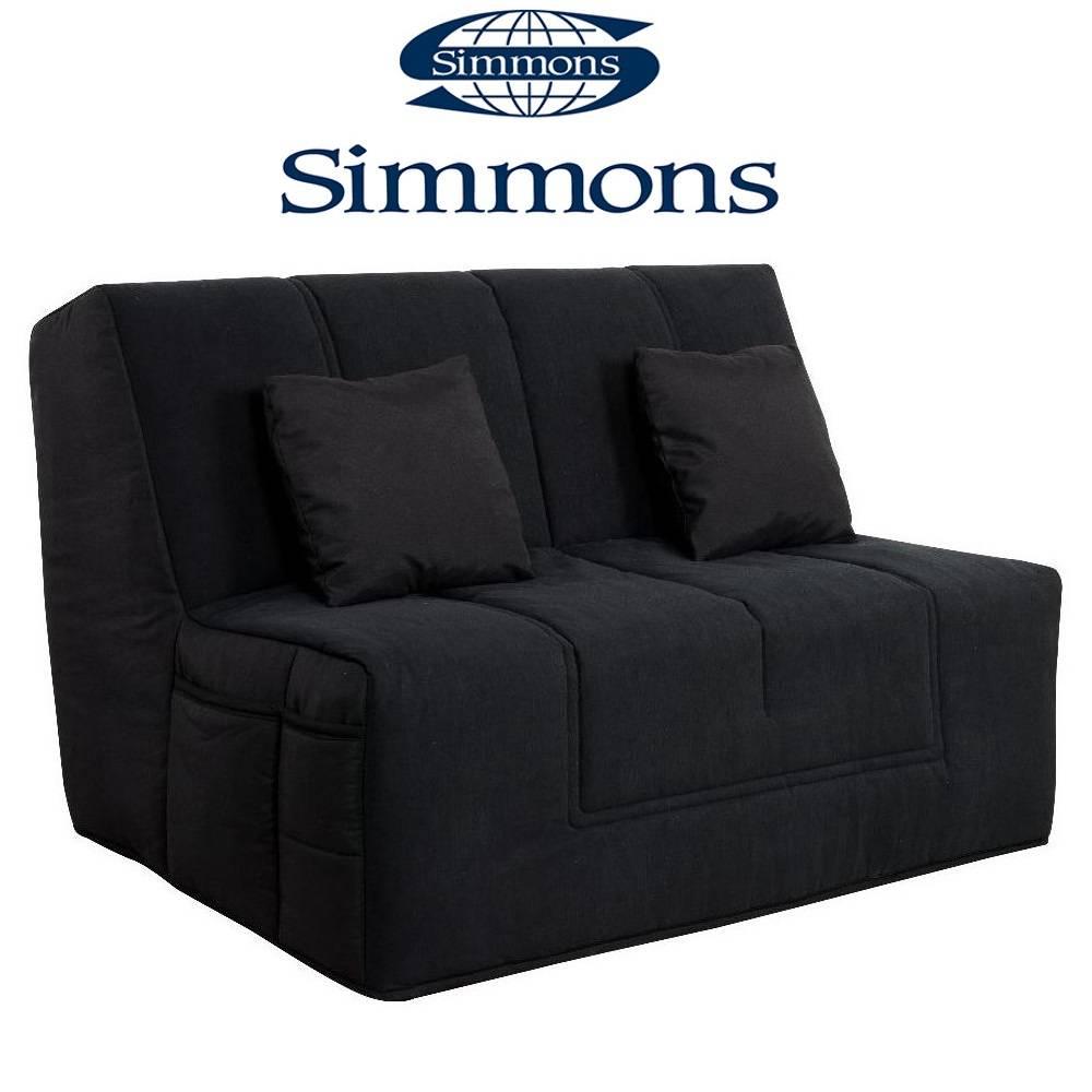 Canapé convertible BZ HIGHT coton noir système Slyde matelas SIMMONS à ressorts ensachés 15cm
