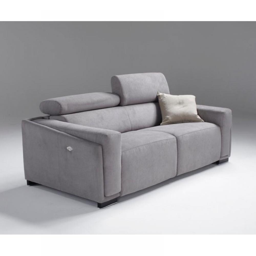 Canapé convertible lit et relax ABIGAIL couchage 140 cm cuir gris 