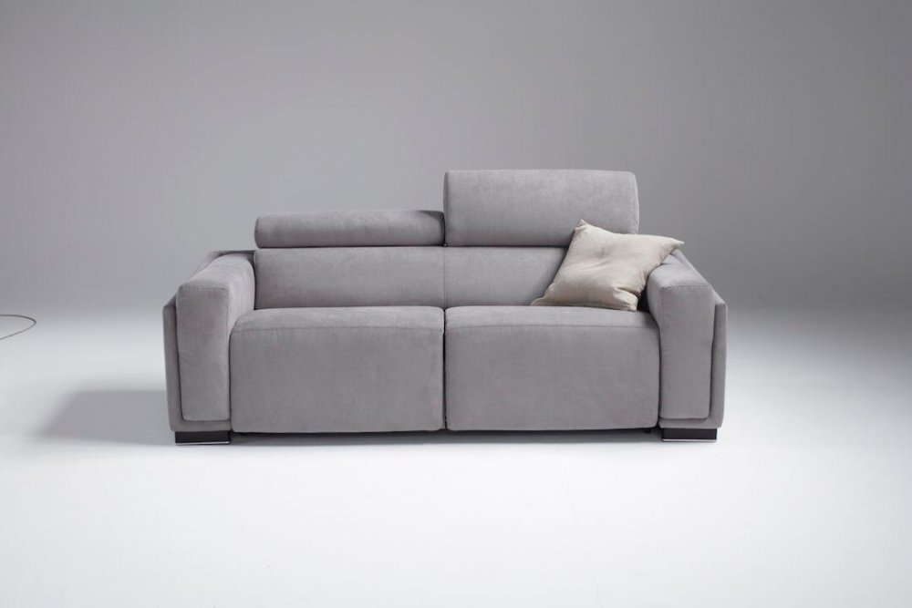 Canapé convertible lit et relax ABIGAIL couchage 140 cm cuir gris 