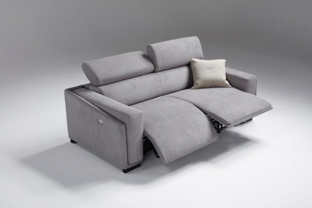 Canapé convertible lit et relax ABIGAIL couchage 140 cm cuir gris 
