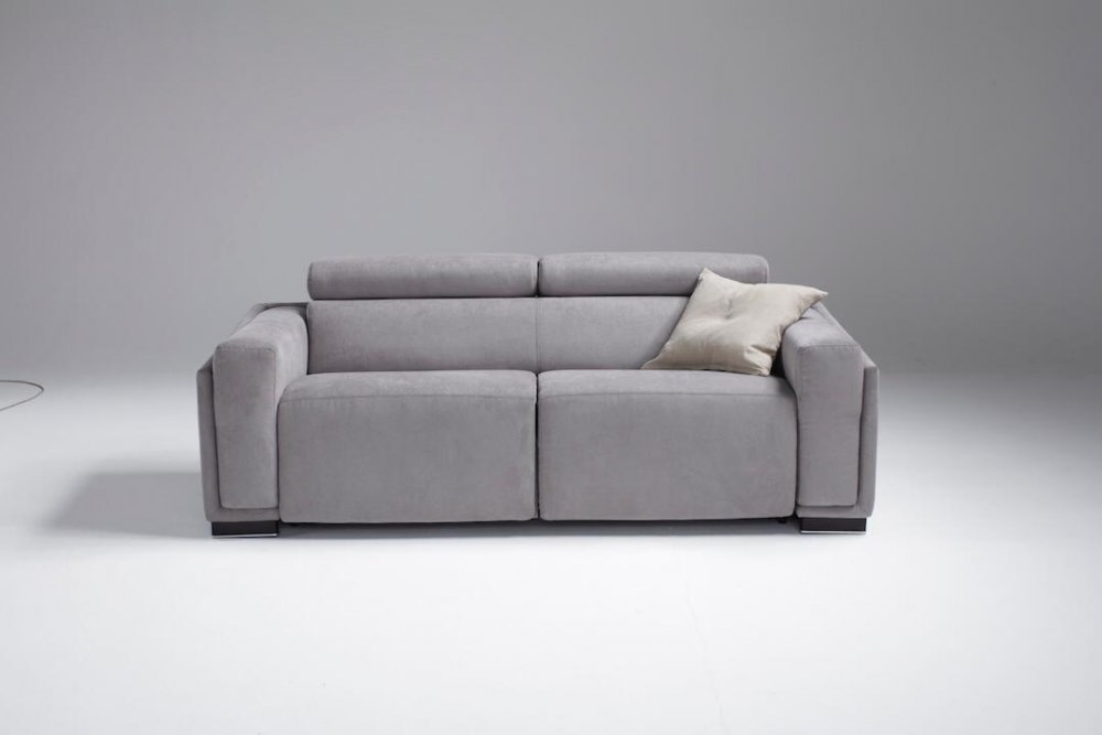 Canapé convertible lit et relax ABIGAIL couchage 140 cm cuir gris 