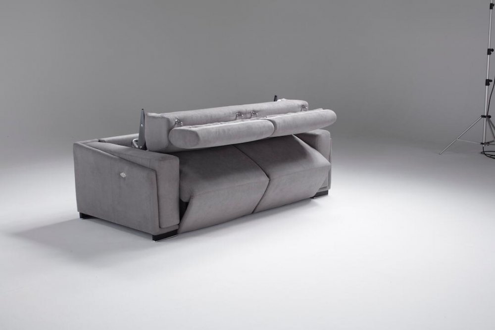 Canapé convertible lit et relax ABIGAIL couchage 140 cm cuir gris 