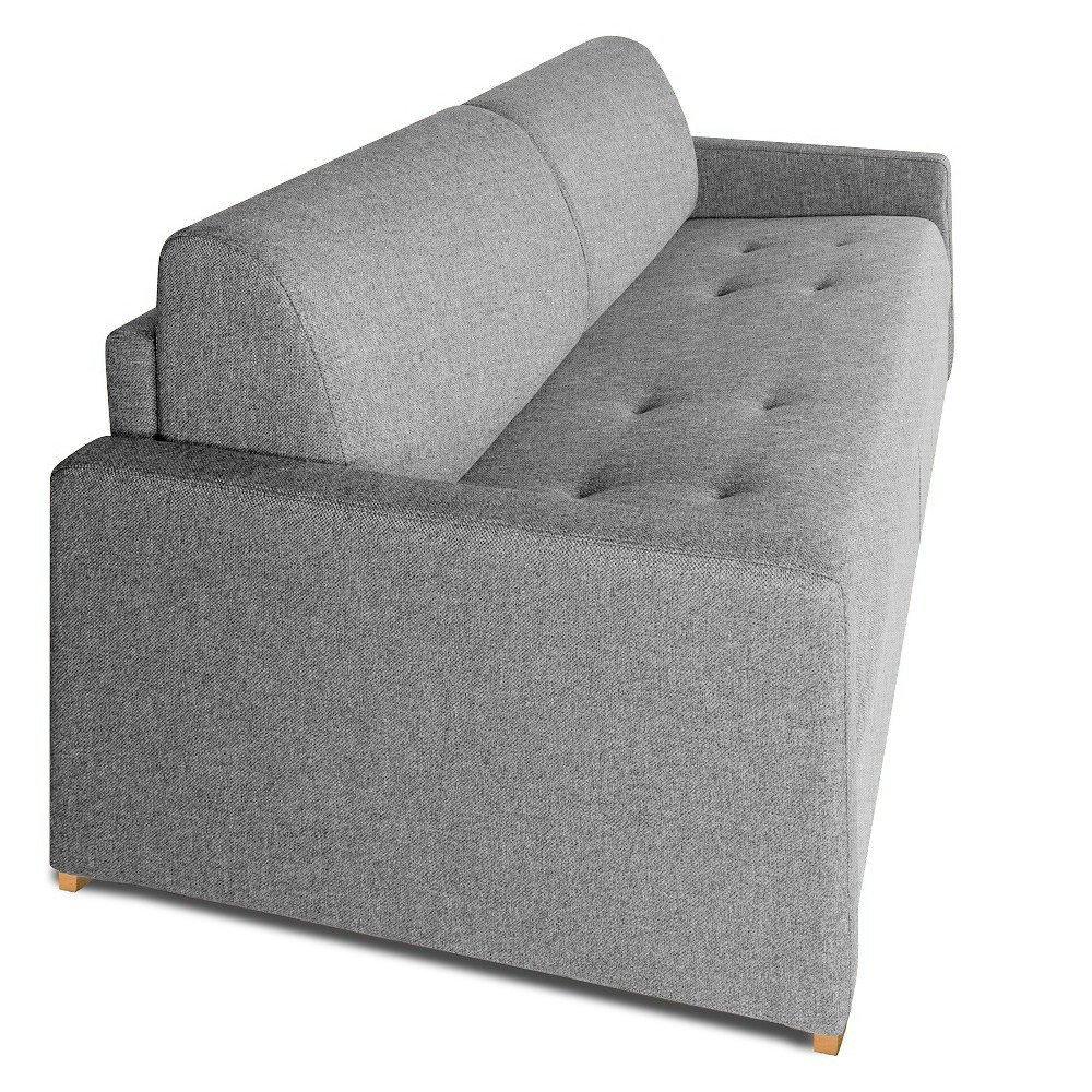 Canapé convertible express BIRDY 140cm  matelas 16cm  mono assise capitonnée tweed gris silex