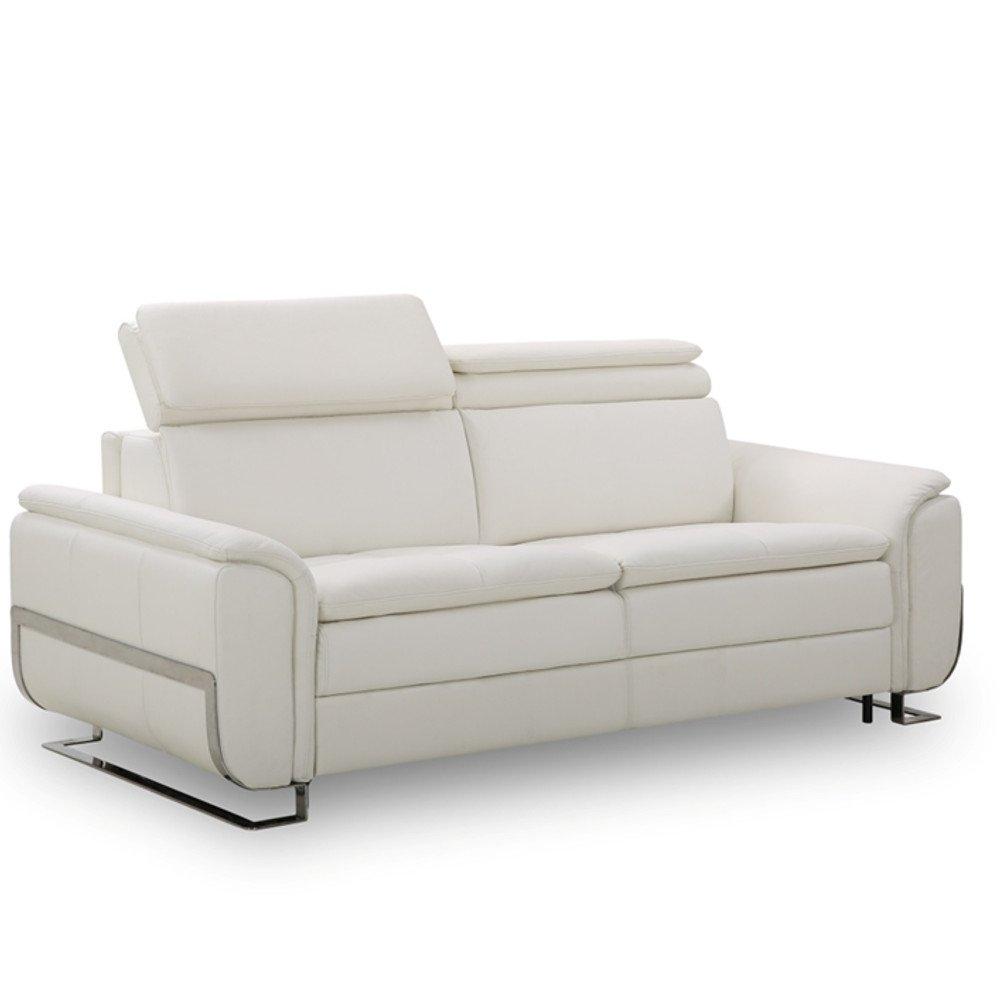 Canapé lit MORELIA convertible 140cm EXPRESS matelas 15cm cuir vachette blanc cassé