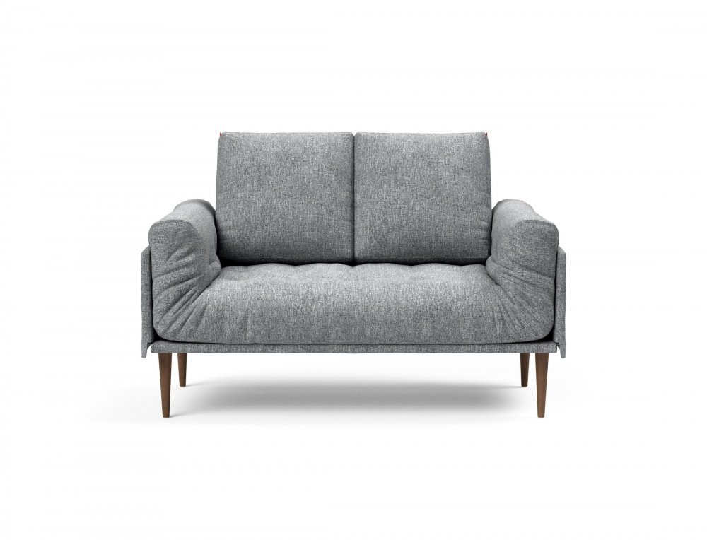 Canapé convertible lit ROLLO STYLETTO SPRING pieds chêne foncé tissu Twist Granite