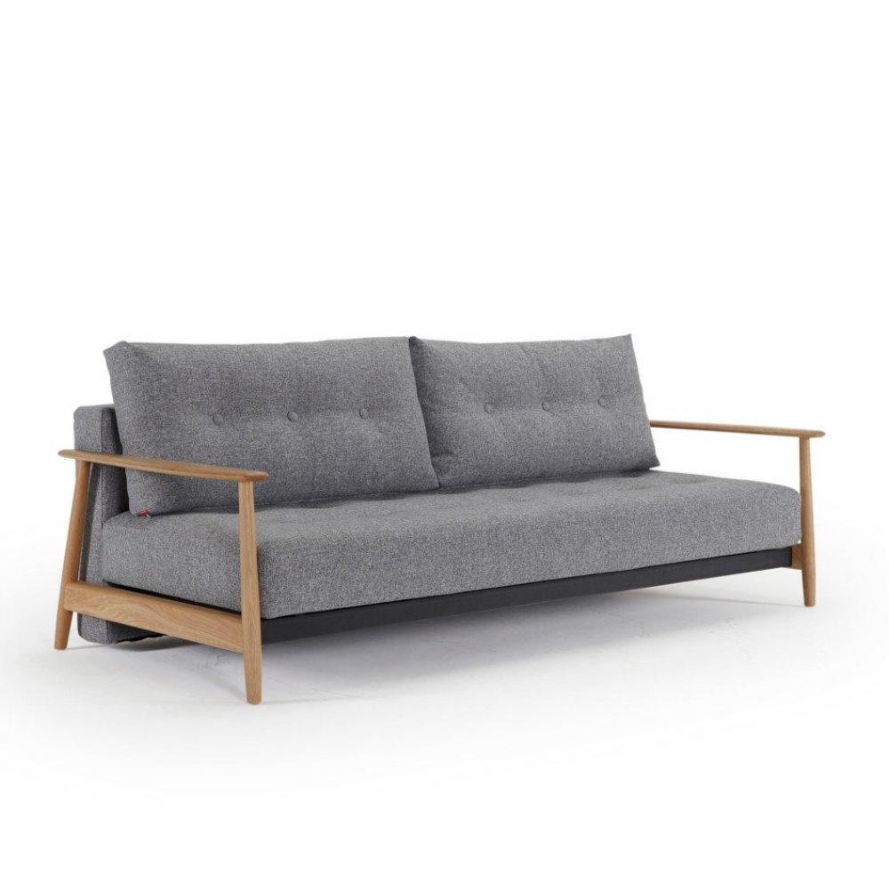INNOVATION LIVING  Canapé au design nordique ELUMA convertible lit 200*140 cm tissu Twist Granite