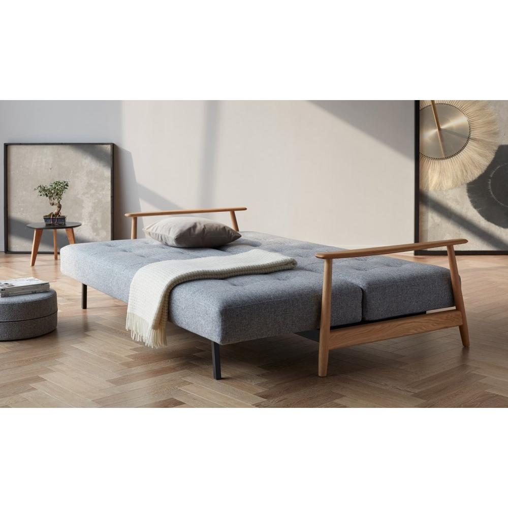 INNOVATION LIVING  Canapé au design nordique ELUMA convertible lit 200*140 cm tissu Twist Granite