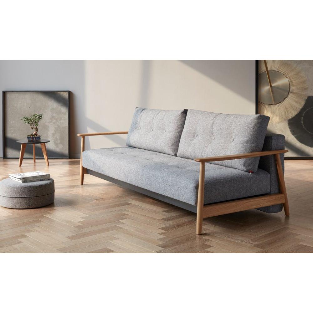 INNOVATION LIVING  Canapé au design nordique ELUMA convertible lit 200*140 cm tissu Twist Granite