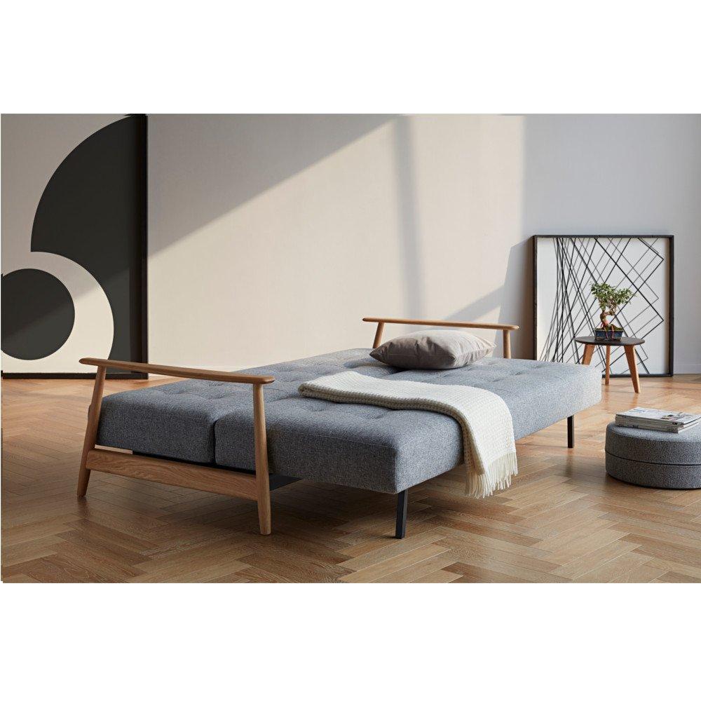 INNOVATION LIVING  Canapé au design nordique ELUMA convertible lit 200*140 cm tissu Twist Granite