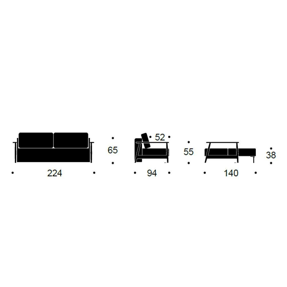 INNOVATION LIVING  Canapé au design nordique ELUMA convertible lit 200*140 cm tissu Twist Granite