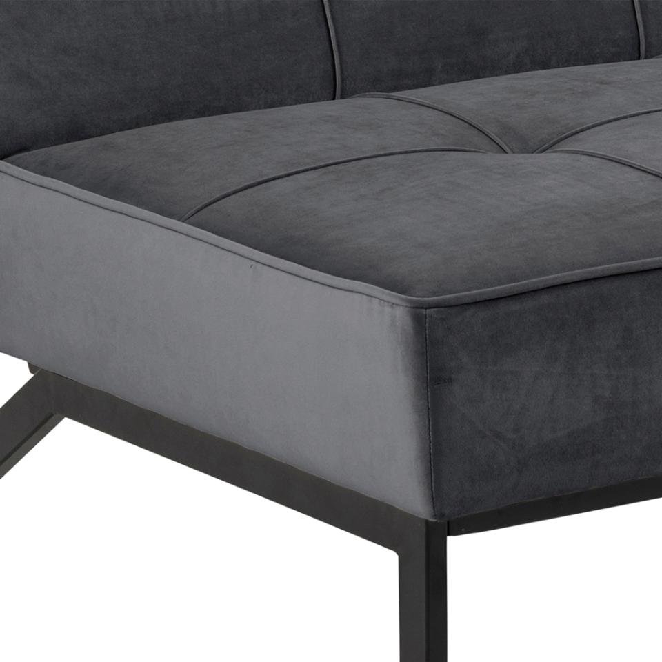 Canapé convertible PEARL en velours gris sombre piétement noir mat