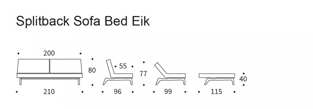 INNOVATION LIVING  Canapé convertible SPLITBACK  EIK 115*200 cm tissu Elegance Burned Curry