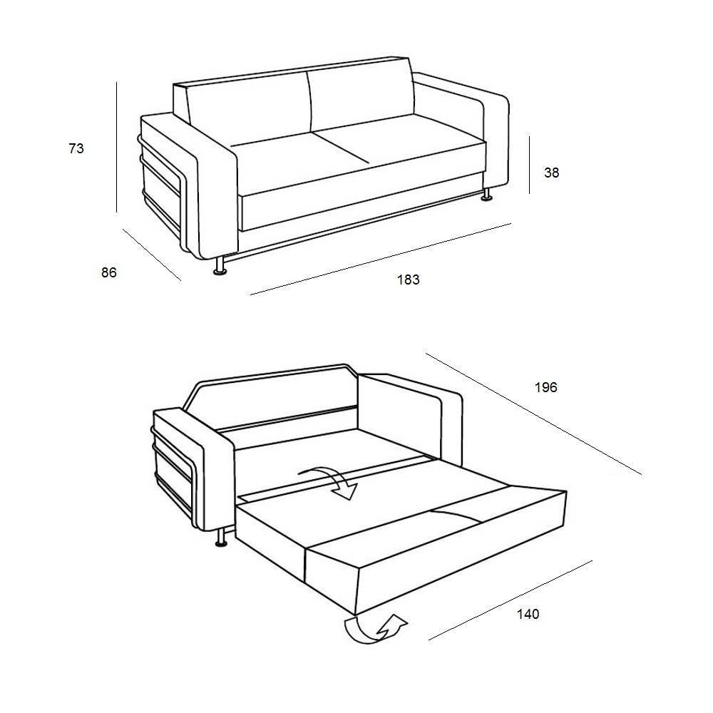 Canapé lit convertible design SILVER cadre métal chromé couchage 140*196cm  SOFTLINE