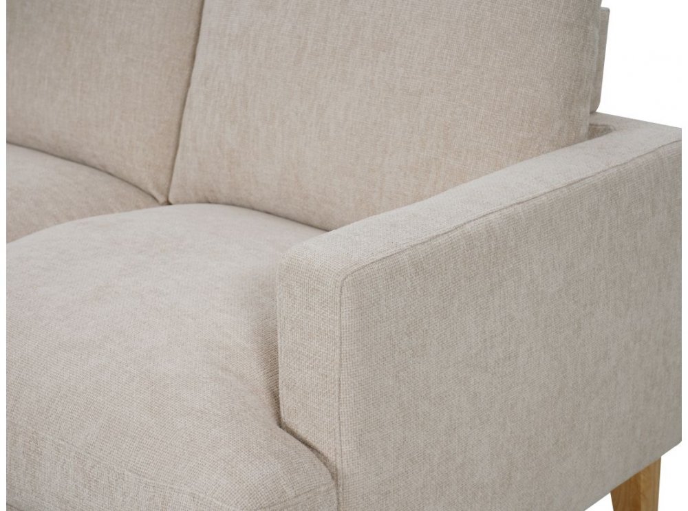Canapé droit 2 places LANA tissu beige pieds bois clair