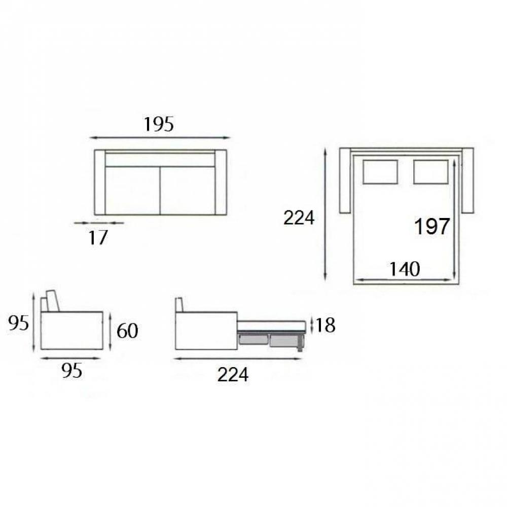 Canapé lit 3 places MASTER convertible EXPRESS 140 cm polyuréthane Noir MATELAS 18 CM INCLUS