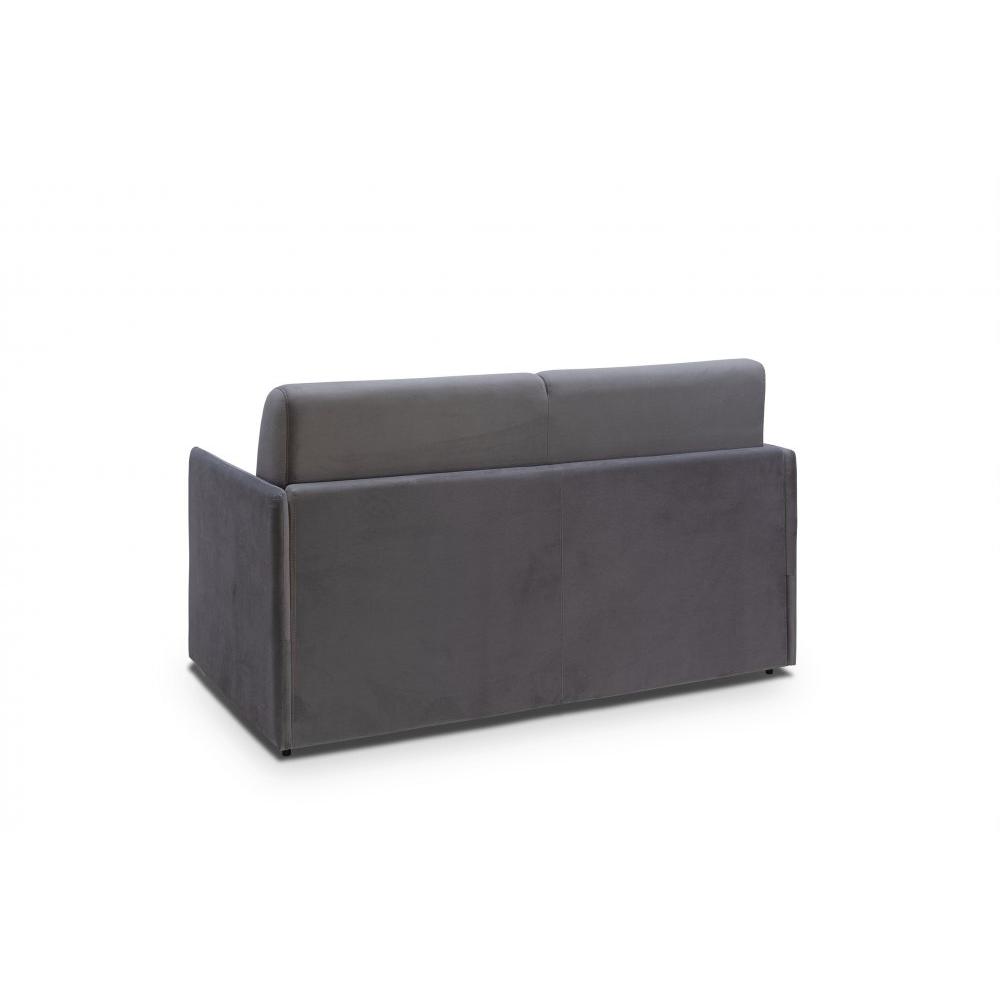 Canapé lit express COLOSSE couchage 120 cm matelas épaisseur 22 cm à mémoire de forme velours gris bleu