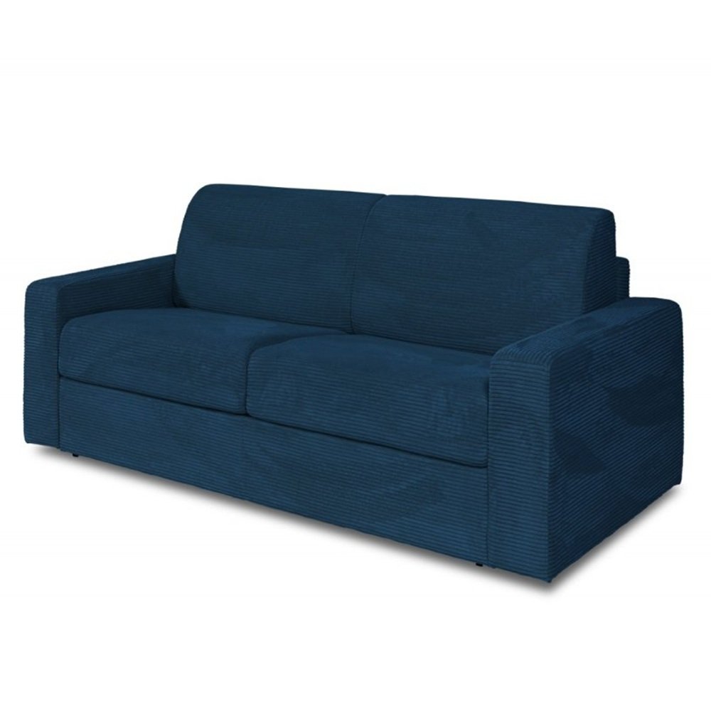 Canapé convertible express MIDNIGHT 120cm matelas 16cm velours côtelé zoom bleu
