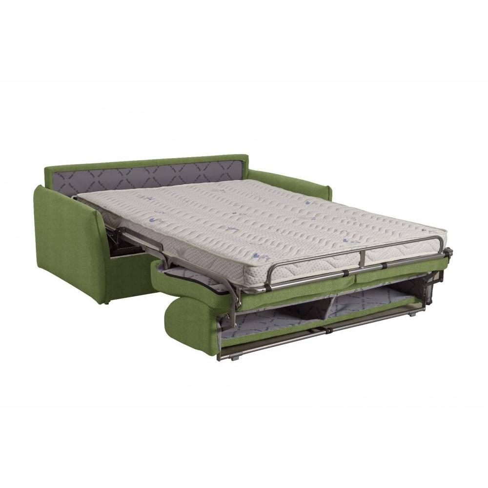 Canapé lit HONFLEUR vert ouverture EXPRESS couchage 120*192*20cm sommier lattes RENATONISI