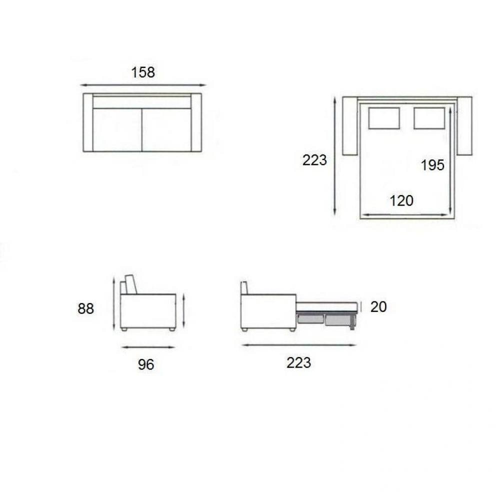 Canapé lit HONFLEUR vert ouverture EXPRESS couchage 120*192*20cm sommier lattes RENATONISI