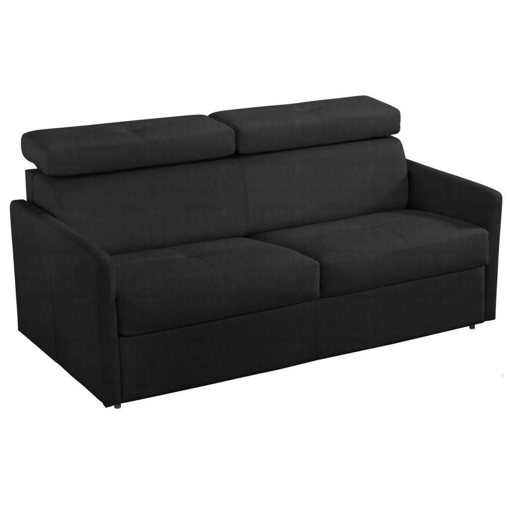 Canapé lit 3 places PARIS en microfibre noir couchage 140cm ouverture express sommier lattes RENATONISI