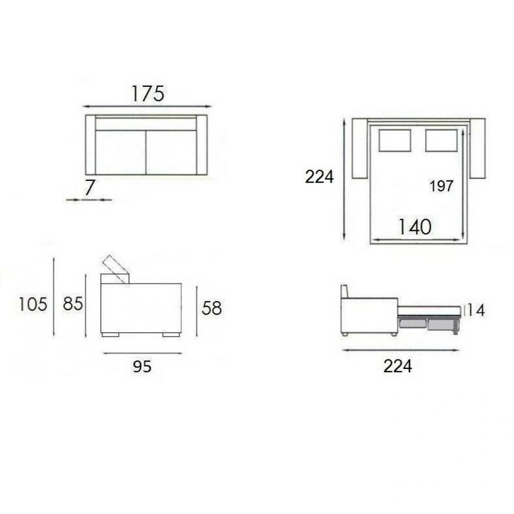 Canapé lit 3 places PARIS en microfibre noir couchage 140cm ouverture express sommier lattes RENATONISI