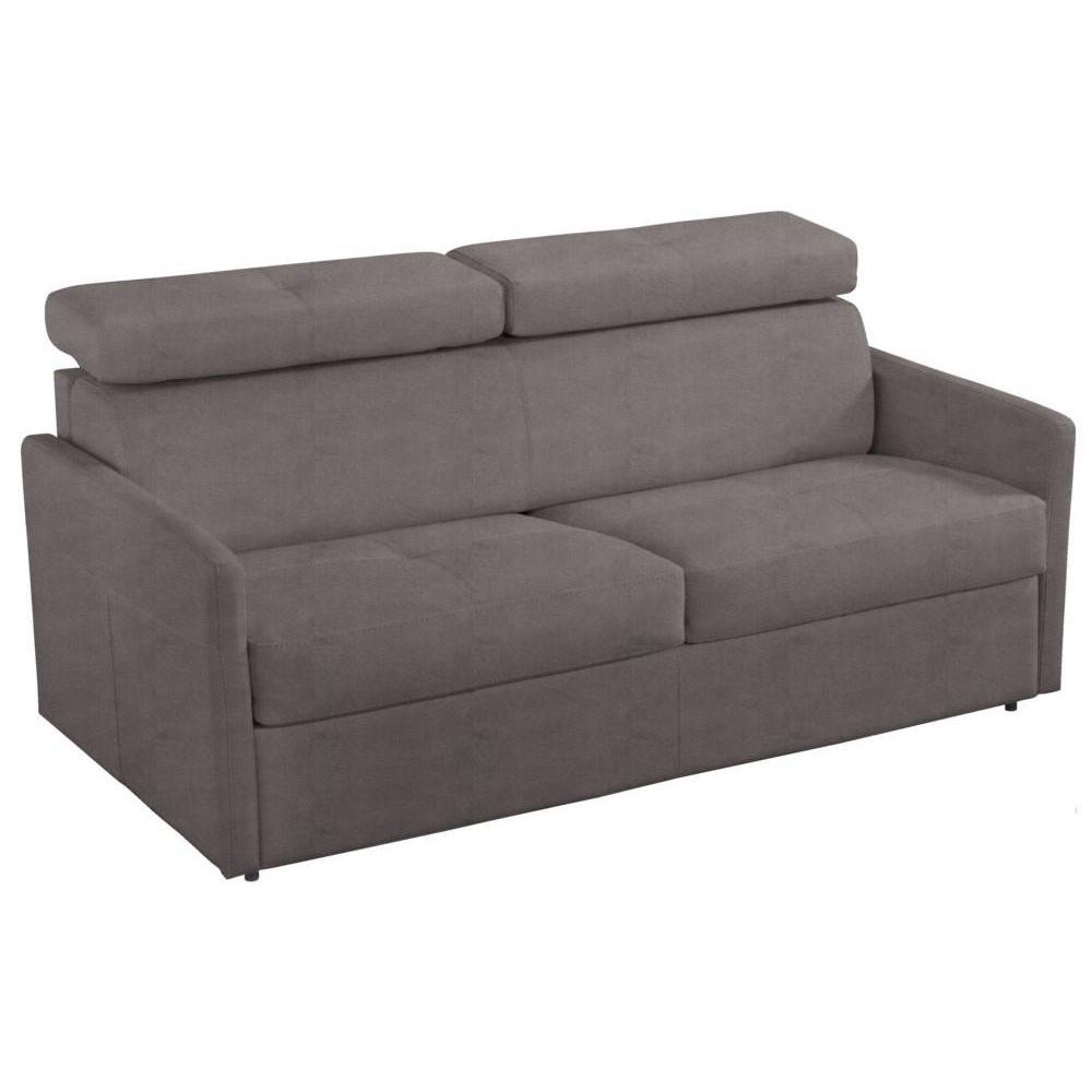 Canapé lit 3 places MONTMARTRE en microfibre taupe couchage 140cm convertible express MATELAS 18CM
