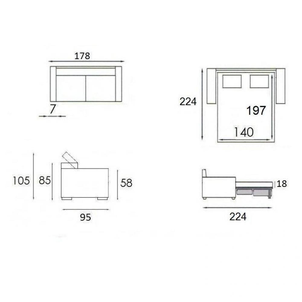 Canapé lit 3 places MONTMARTRE en microfibre taupe couchage 140cm convertible express MATELAS 18CM
