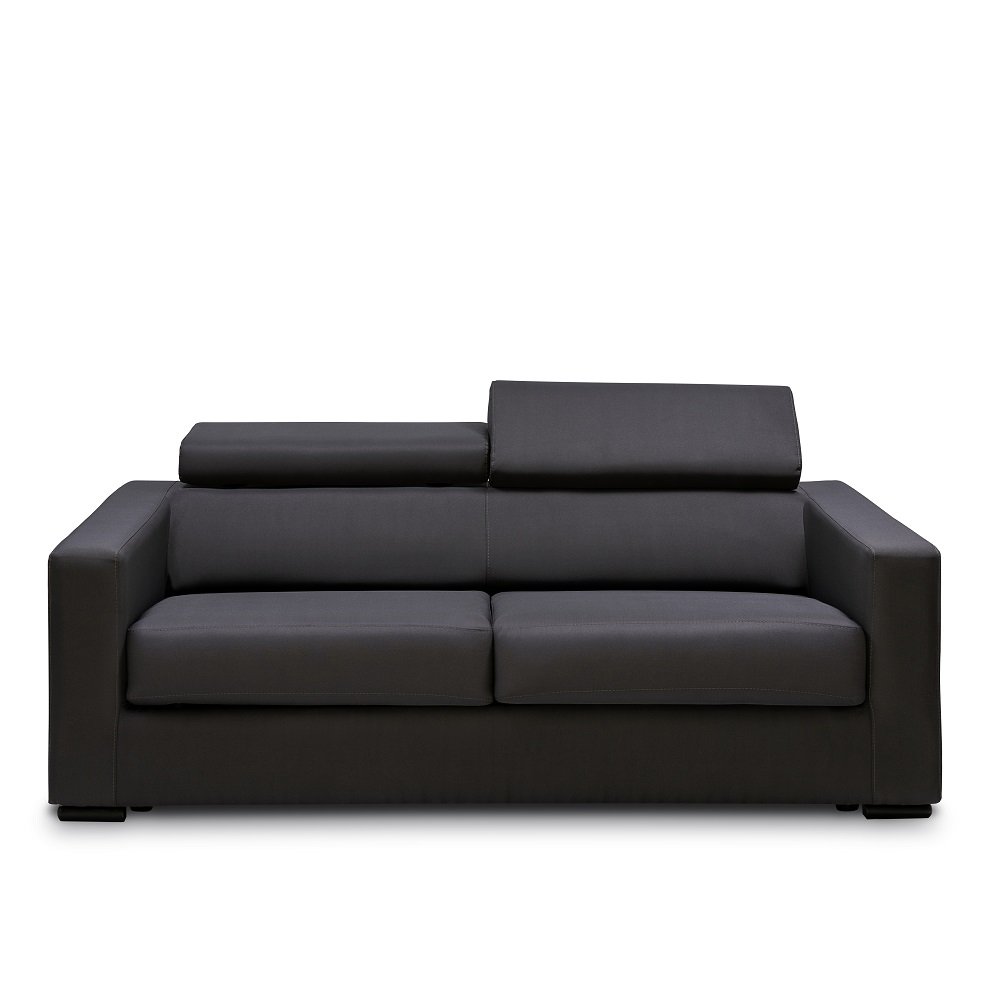 Canapé convertible OMEGA ouverture EXPRESS couchage 140 cm dossier têtières réglables tissu gris