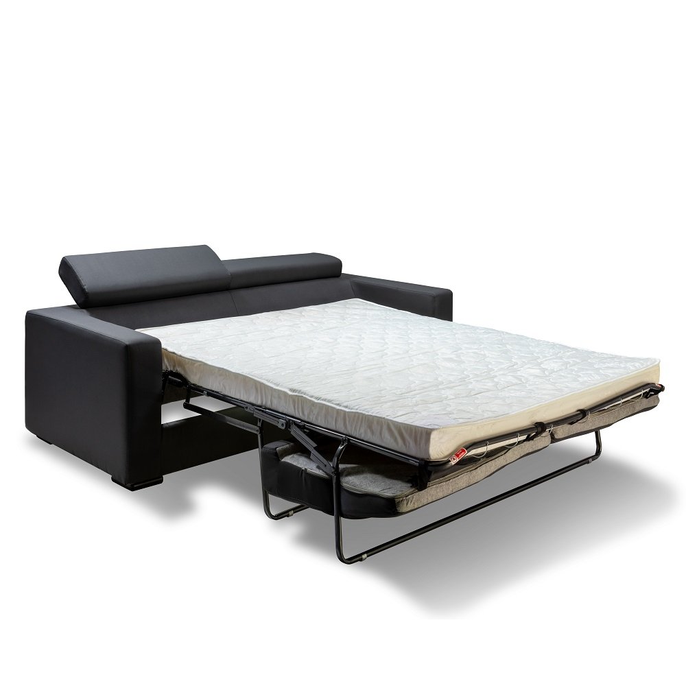 Canapé convertible OMEGA ouverture EXPRESS couchage 140 cm dossier têtières réglables tissu gris